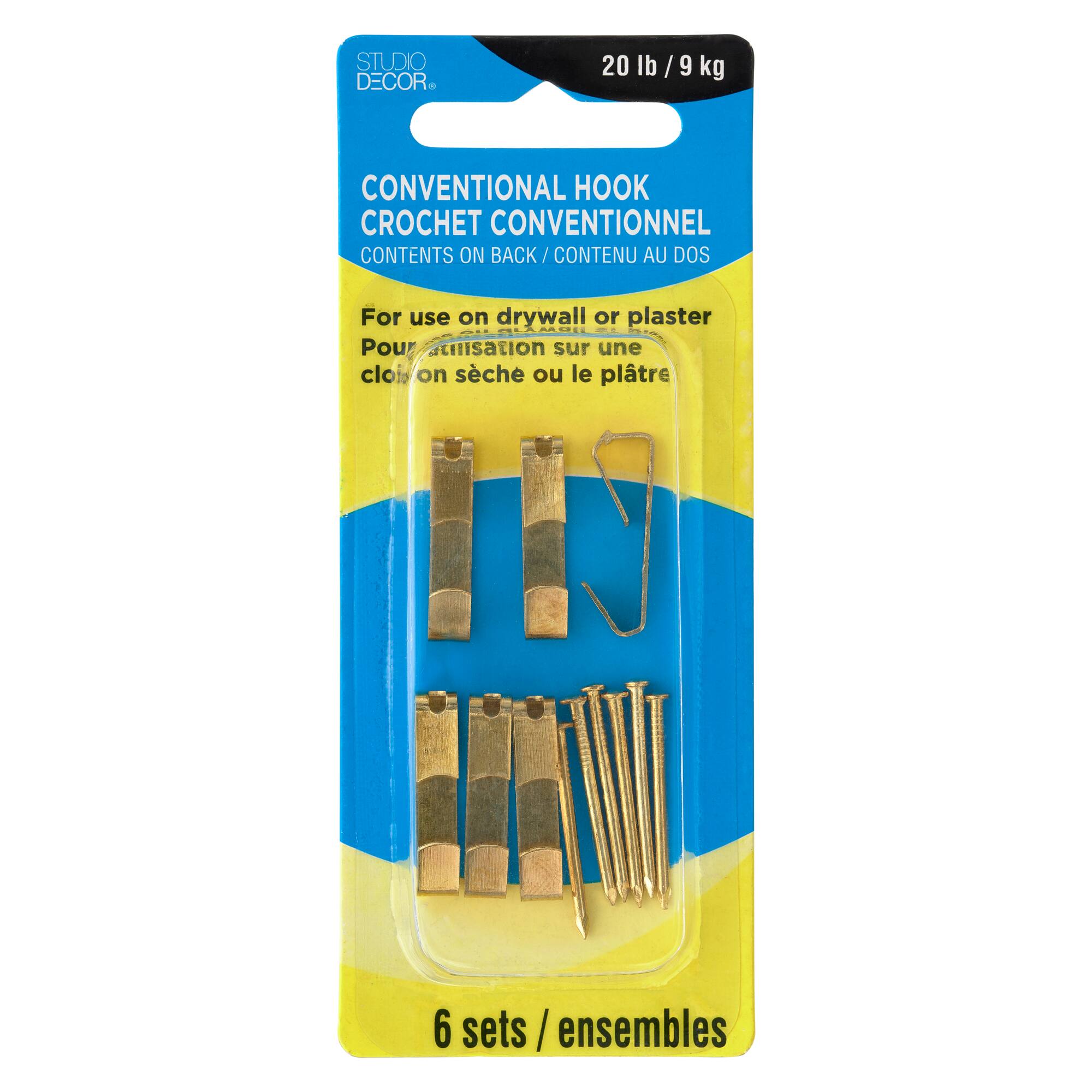 24 Packs: 6 ct. (144 total) 20lb. Conventional Hook with Nail by Studio Décor®